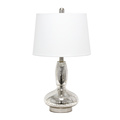 Lalia Home Glass Dollop Table Lamp with White Fabric Shade, Mercury LHT-5001-MR